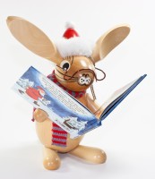 Weihnachtsvorleser Hase mit Weihnachts Buch - Löffelohr 24cm - Wolkensteiner Löffelohr