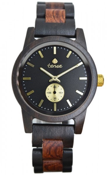 Kunststube Schmied : TENSE Holzuhr // Mens Hampton Black Oak Karriholz